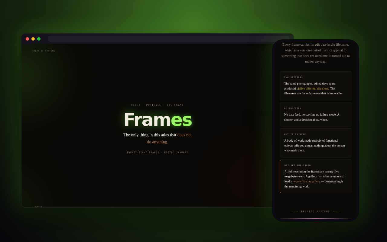 Frames — a look inside, on desktop and phone