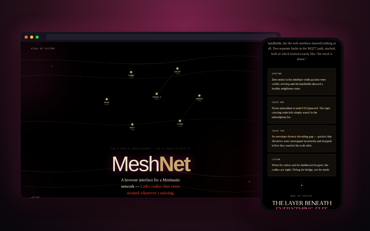 MeshNet — a look inside, on desktop and phone