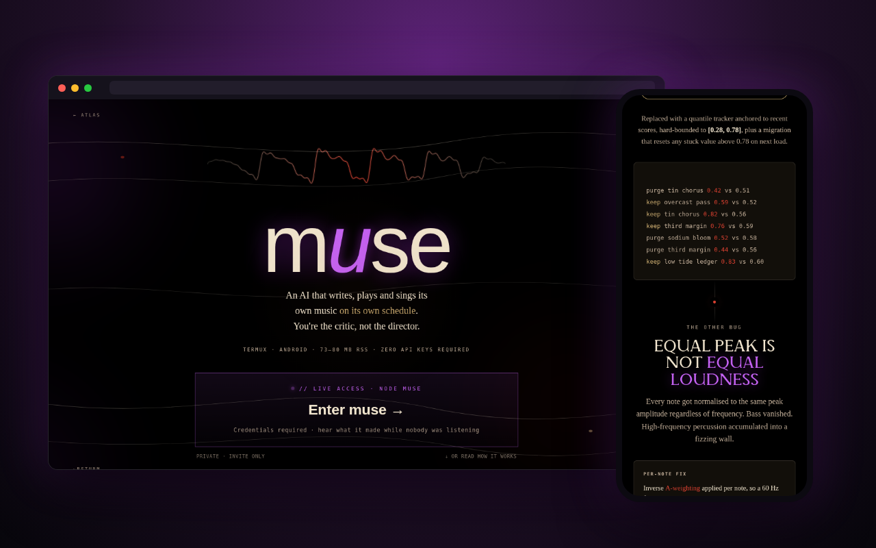 muse — a look inside, on desktop and phone