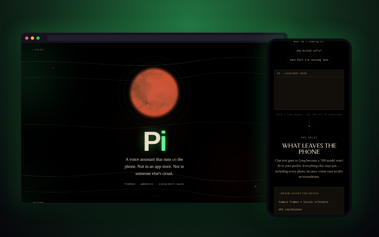 Pi — a look inside, on desktop and phone