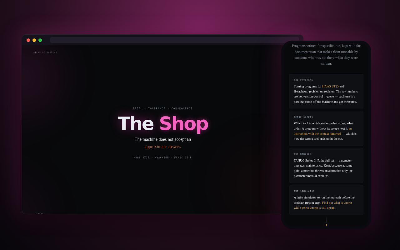 The Shop — a look inside, on desktop and phone