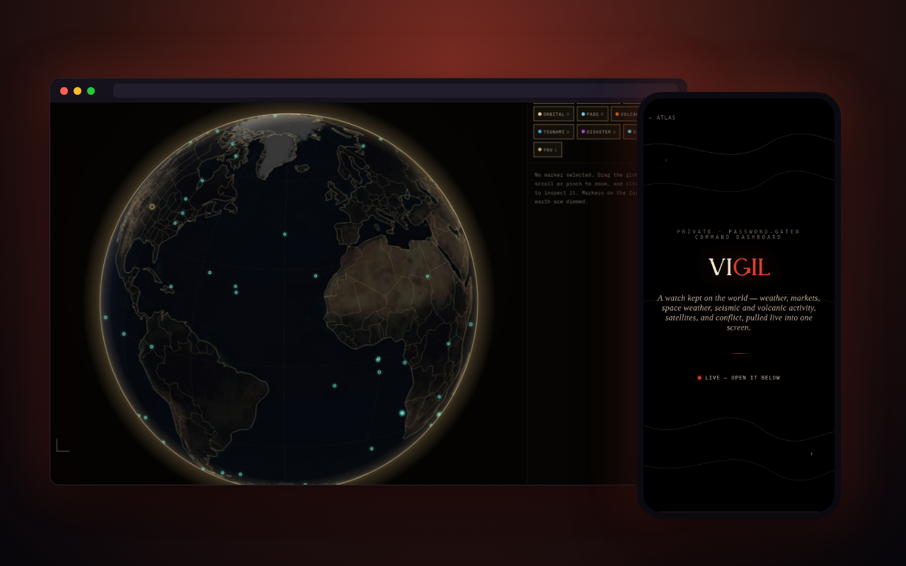 Vigil — a look inside, on desktop and phone