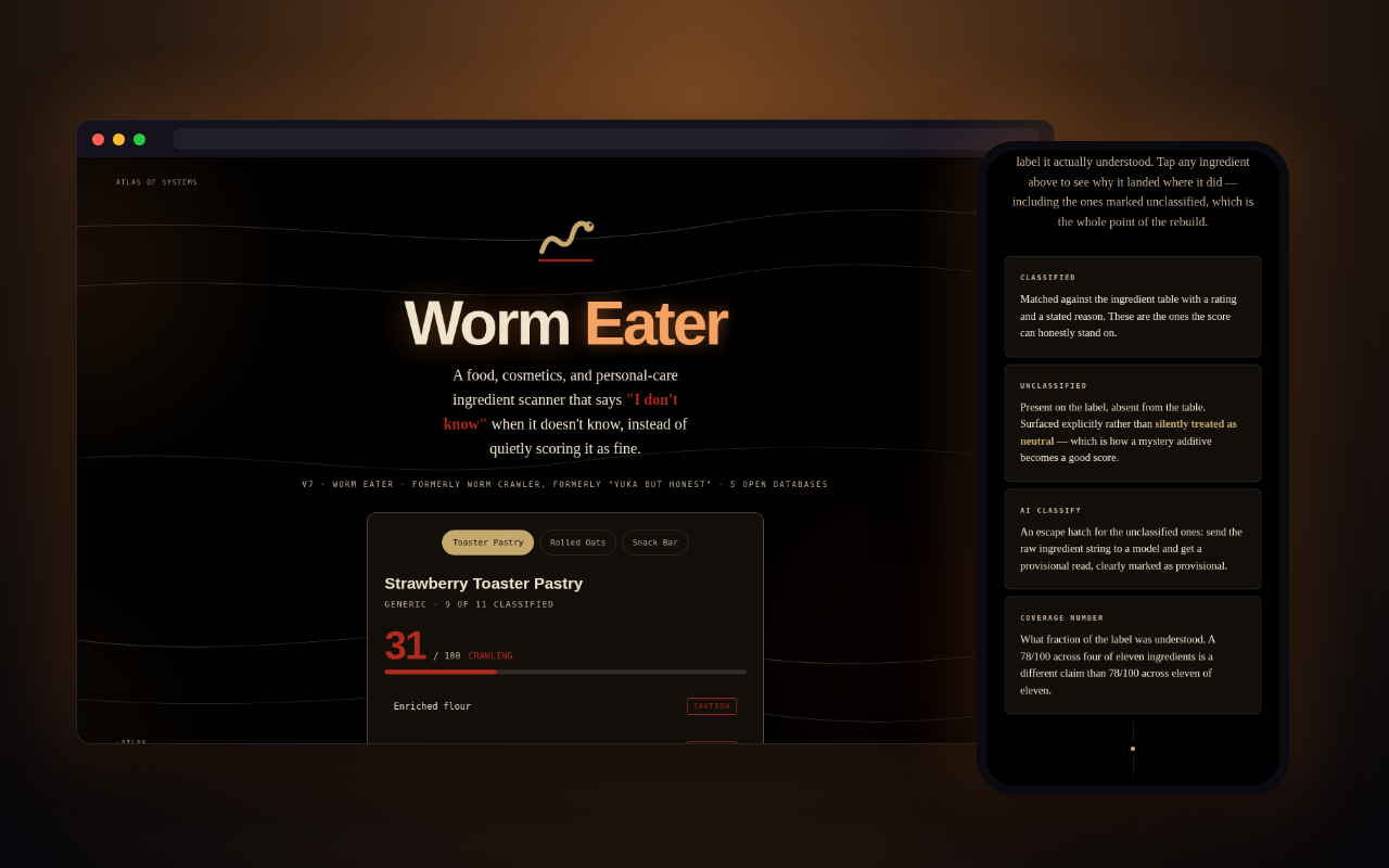 Worm Eater — a look inside, on desktop and phone