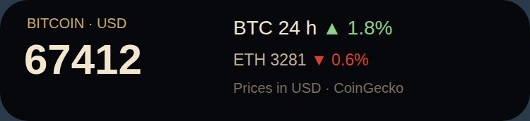 Markets widget preview